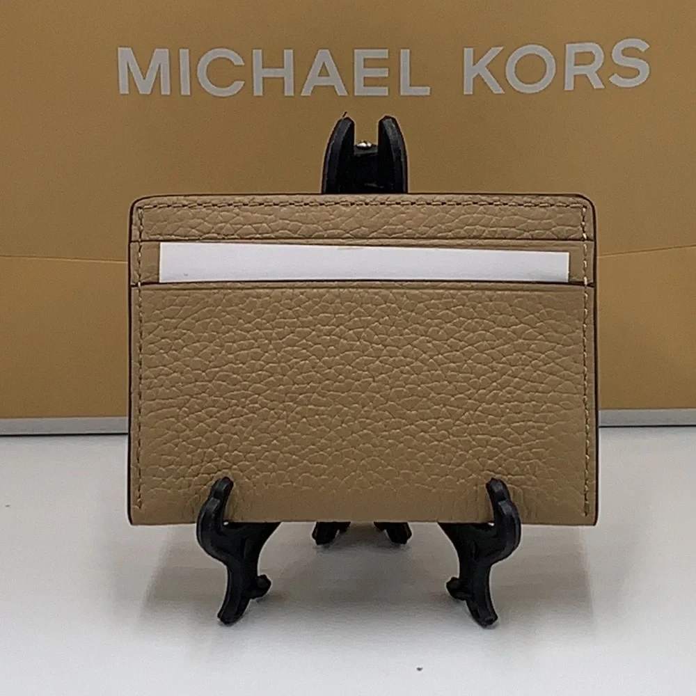 MICHAEL KORS Reed Large Pebbled Leather Card Holder Case Wallet COLOR: CAMEL